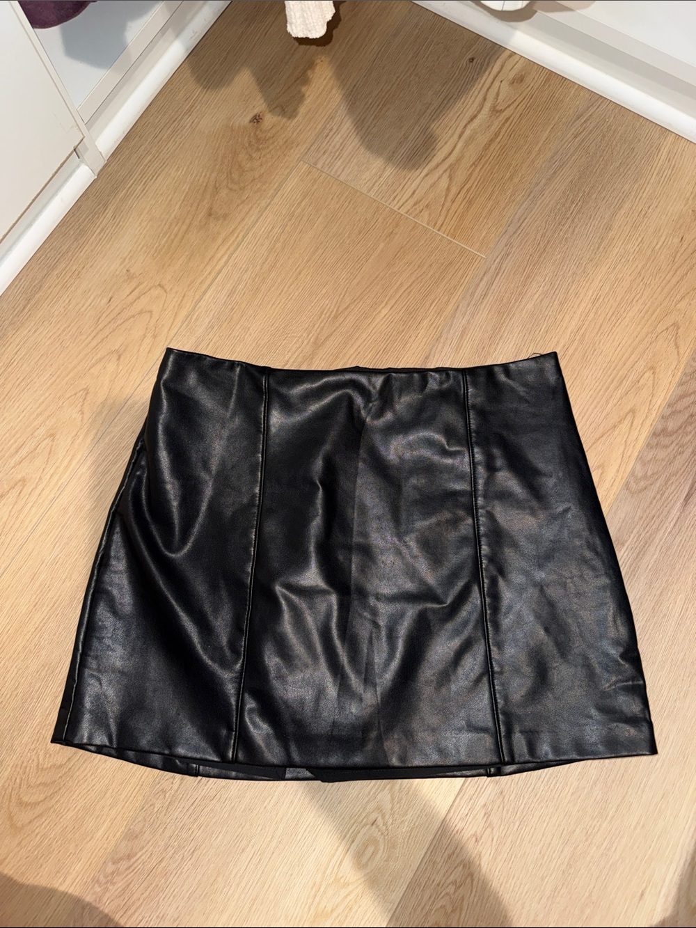 Abercrombie Black Faux Leather Mini Skort M